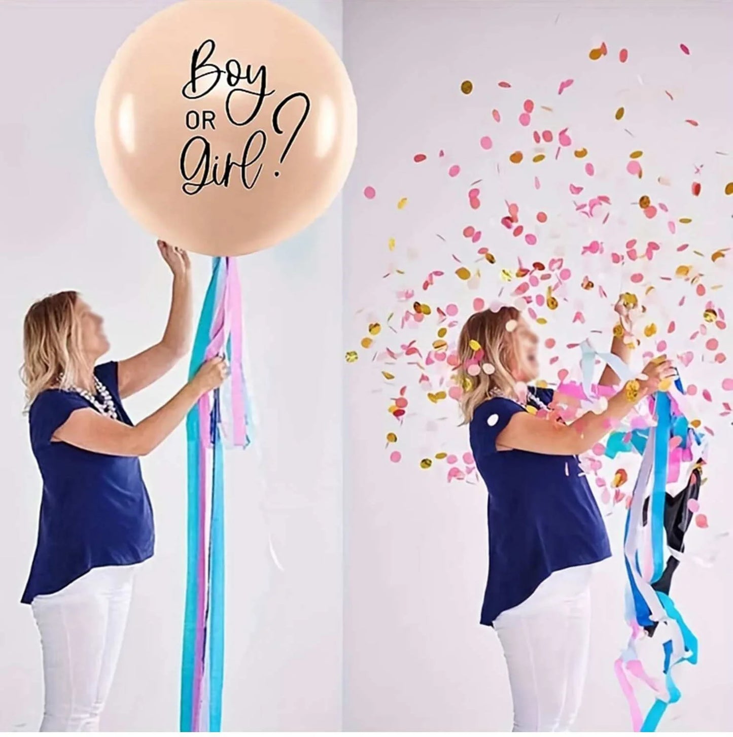 1PCS 36IN skin color blue pink paper scraps gender revealing balloon suitable for baby welcome parties, birthday parties