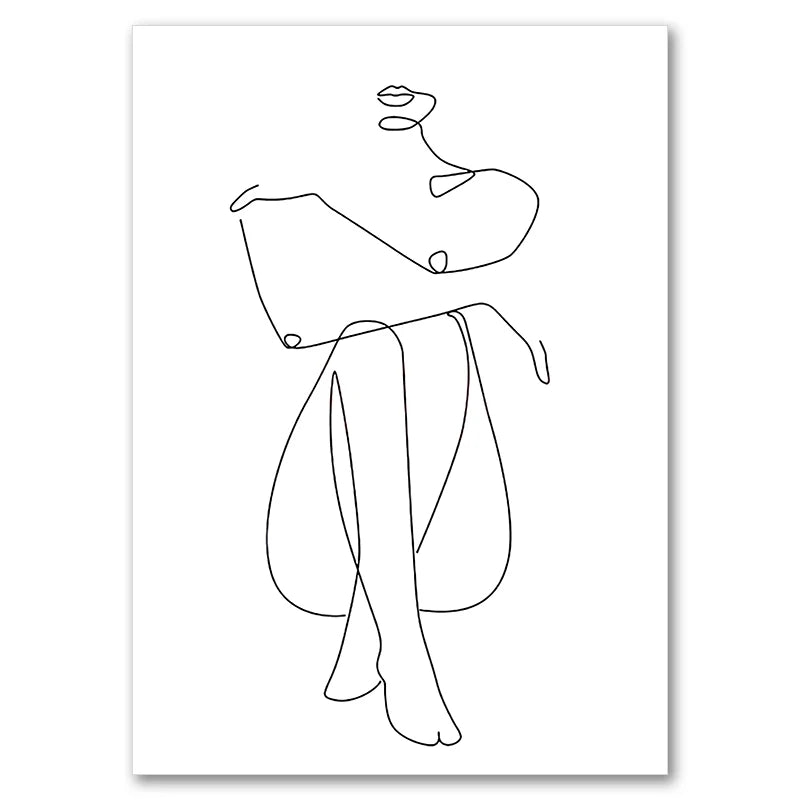 Sexy Female Body Art Print Naked Nude Canvas Poster Line Drawing Prints Abstract Woman Wall Art Painting Pictures Bedroom Decor