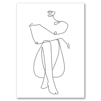 Sexy Female Body Art Print Naked Nude Canvas Poster Line Drawing Prints Abstract Woman Wall Art Painting Pictures Bedroom Decor
