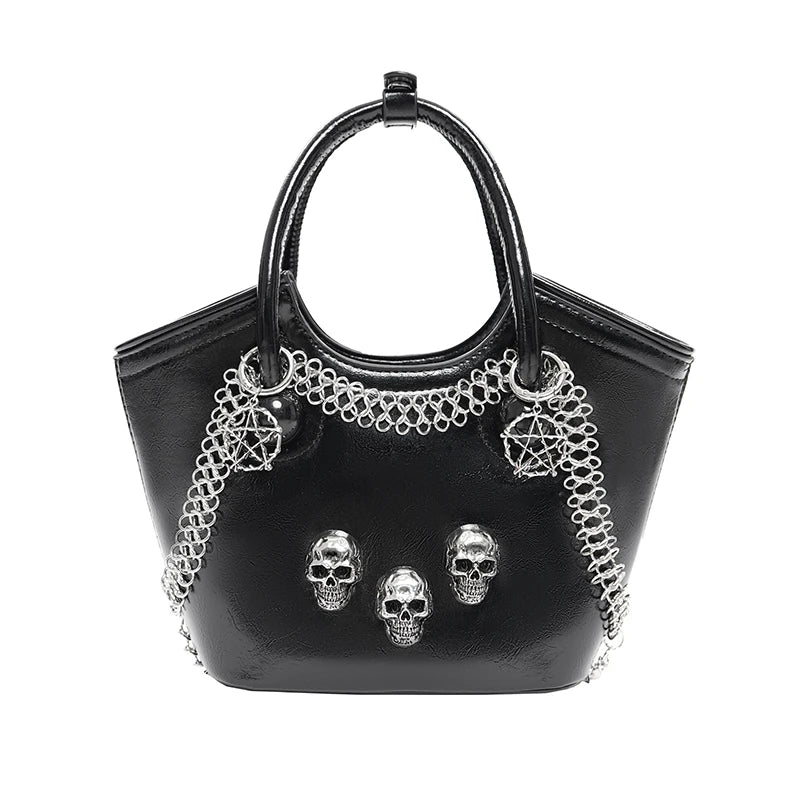 Devil Fashion Gothic Bucket Bag – Portable Punk Crossbody Handbag for Women