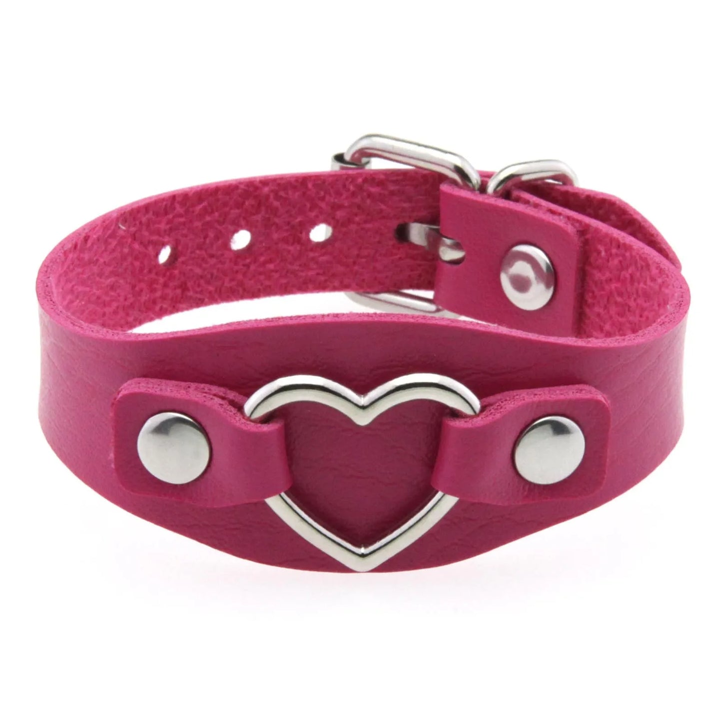Punk Gothic Style PU Leather Faux Jewelry Heart Bracelet ,Male Female Lover Bangle Holiday Party Costume ﻿