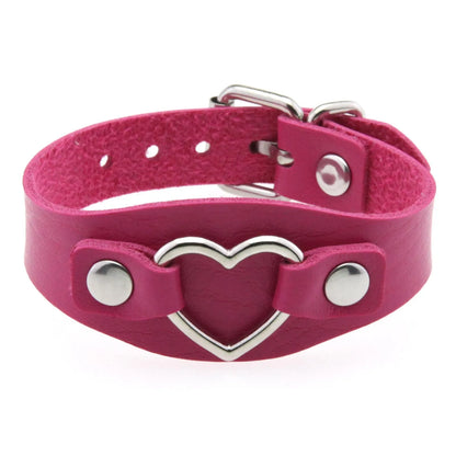 Punk Gothic Style PU Leather Faux Jewelry Heart Bracelet ,Male Female Lover Bangle Holiday Party Costume ﻿