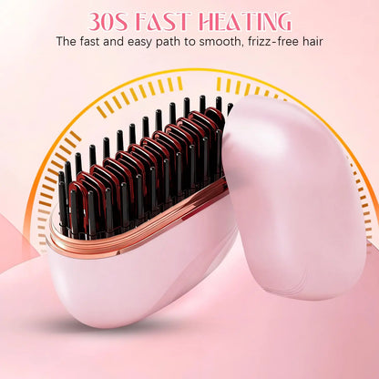 Mini Straightener Rechargeable Portable Hair Straightener Brush Anti-Scald Shell Cordless USB Charging Straighteners