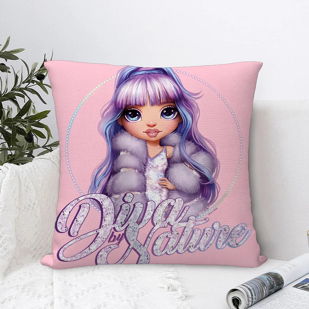 R-Rainbow High Doll Pillow Case Sofa Decorative Home Double-sided Print Plush Square Throw Pillow Covers Cushion Decor Cover