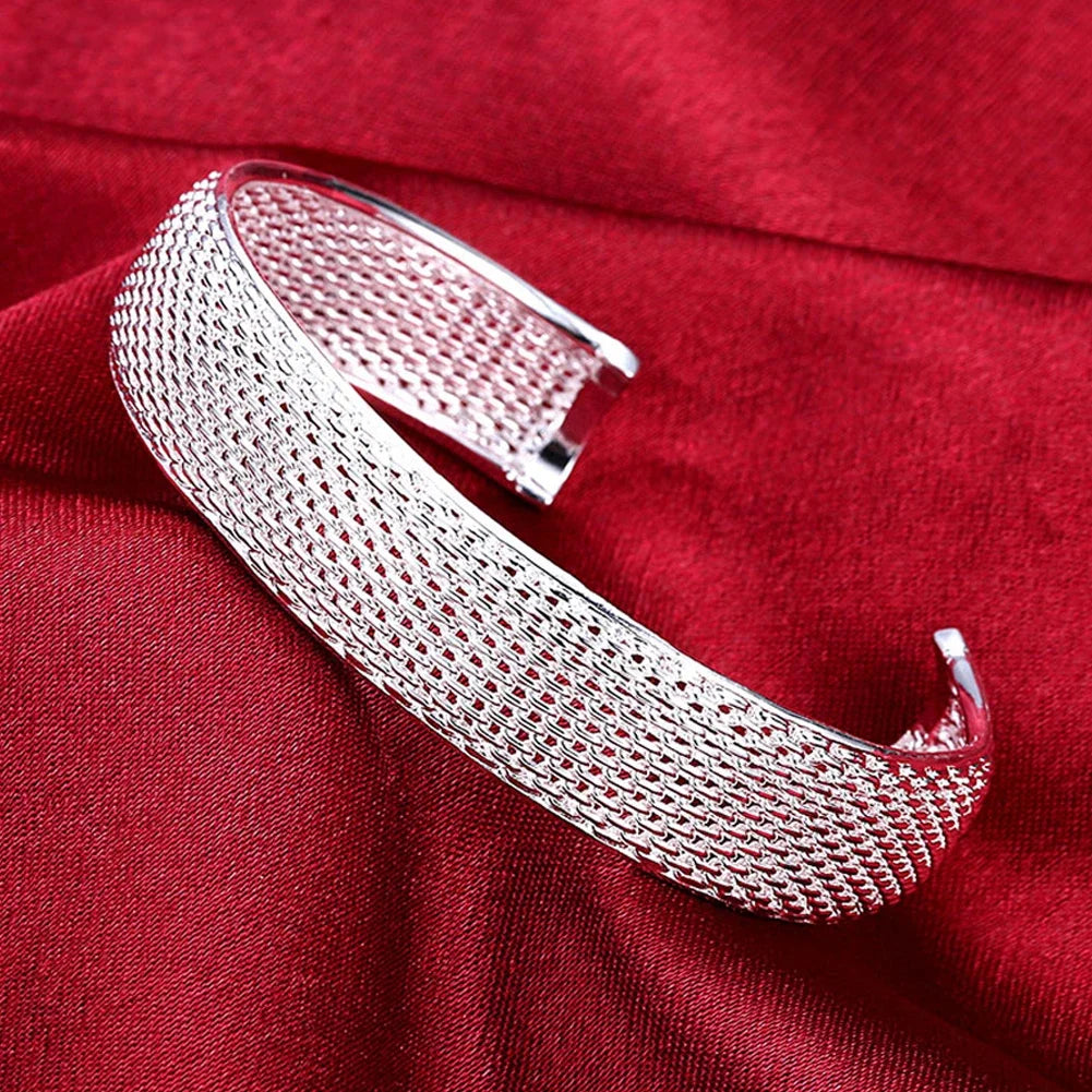 Trendy 925 Sterling Silver Bangles Bracelet Charms