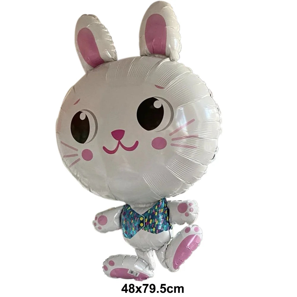 Cute Cartoon White Bunny Aluminum Foil Balloons Rabbit Happy Easter Party Decoration Supplies Children Favor Birthday Party Gift