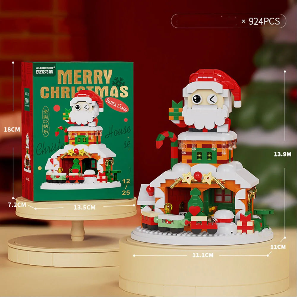 Christmas Micro Building Block Series Santa Claus Reindeer Puzzle Assembling Bricks Table Decoration