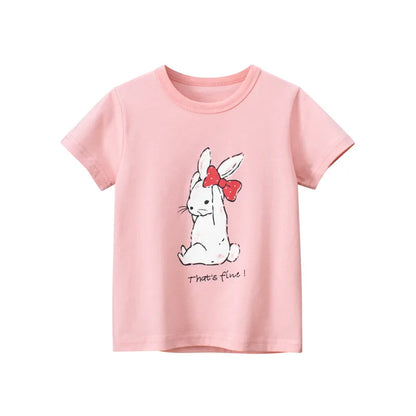 Short Sleeve Children Girl T-shirts Printed 2-8 Years Cotton Toddler Girl Tops Kids Baby Girl Tees Clothes