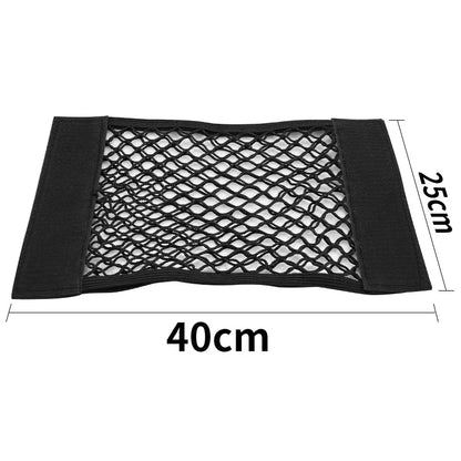 Universal Car Trunk Mesh Organizer – Tailgate Storage Net & Seat‑Back Pocket with Magic Tape