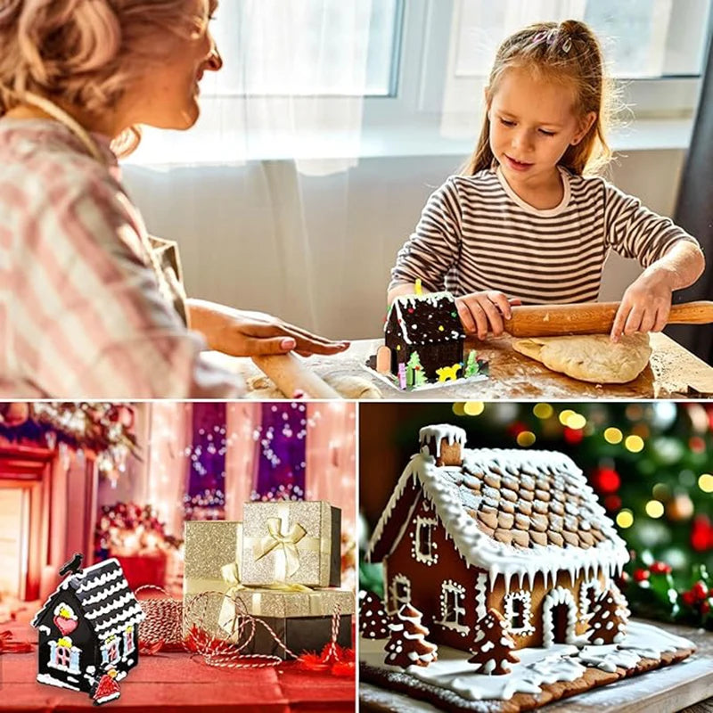 Christmas House Building block Chocolate Silicone Mold Gingerbread House Shape Cake Decoration DIY Biscuits Stencil Baking Tray