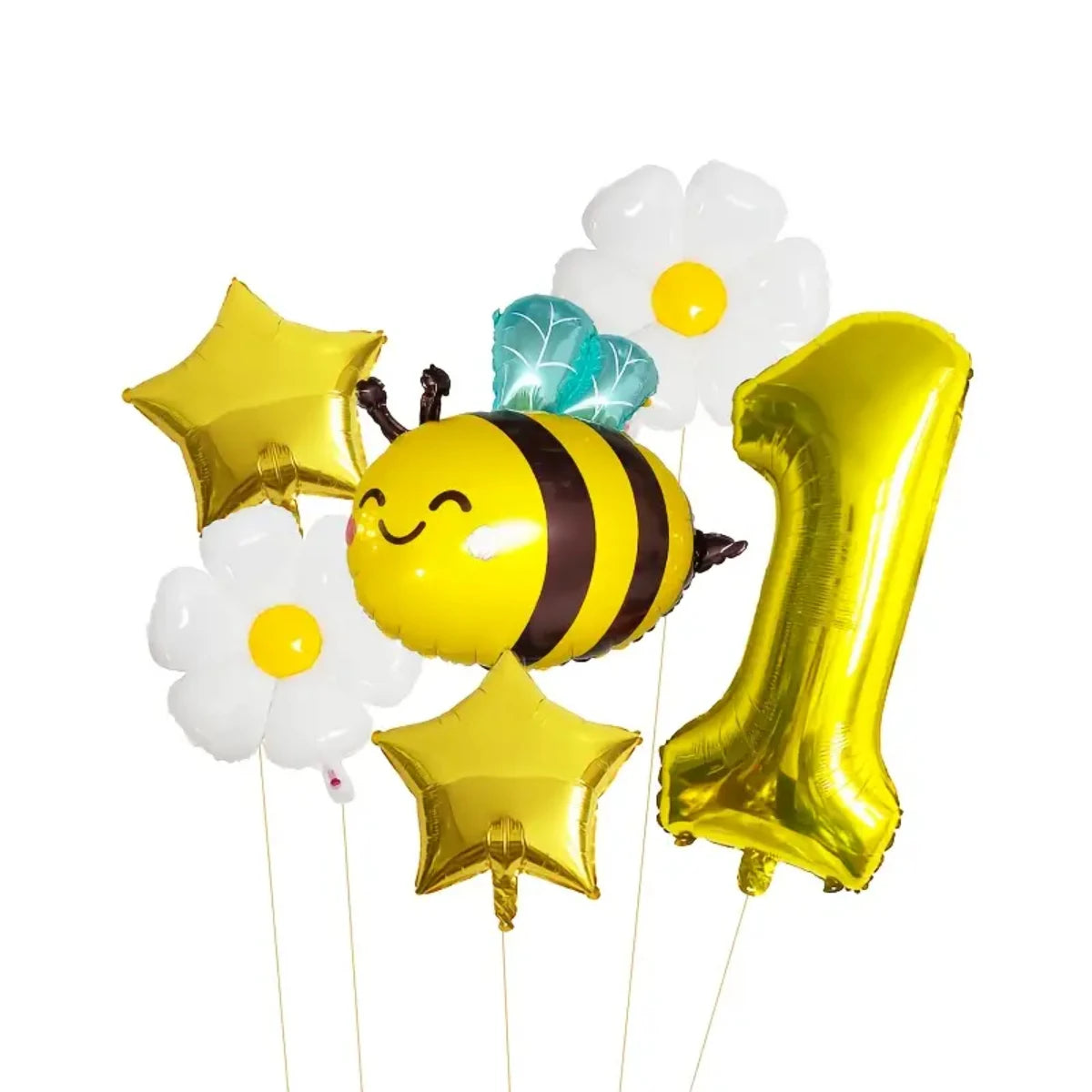 7‑Piece Cartoon Bee & Daisy Foil Balloon Party Set