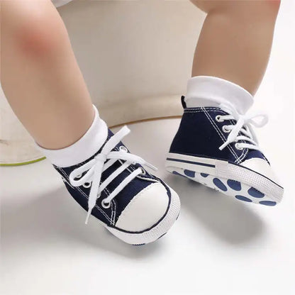 Baby Classic Canvas Sports Shoes Gender Free First Pair of Toddler Baby Shoes Non Slip Soft Soles Newborn Baby Crib Shoes