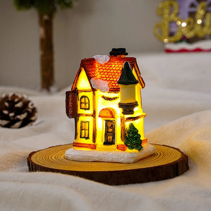 New year Decoration LED Night Light Christmas Luminous House Sculpture Ornament