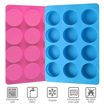 Round Chocolate Cookie Molds Oreo Chocolate Silicone Mold 12-Cavity Cylinder Silicone Molds for Jelly Mini Cakes Muffin Baking
