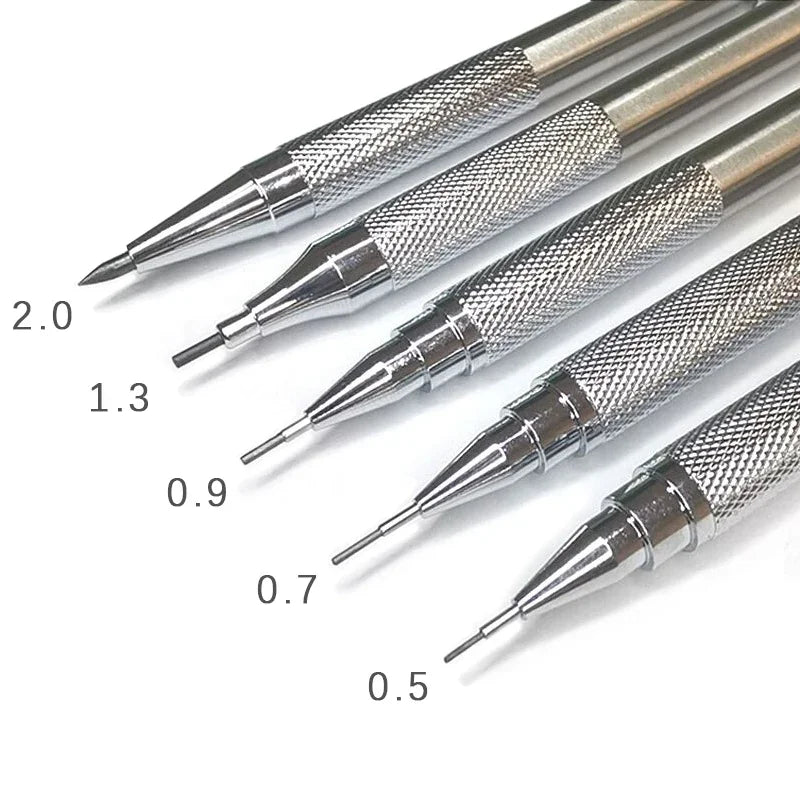 Metal Automatic Mechanical Pencil 5/0.7/0.9/1.3/2.0mm