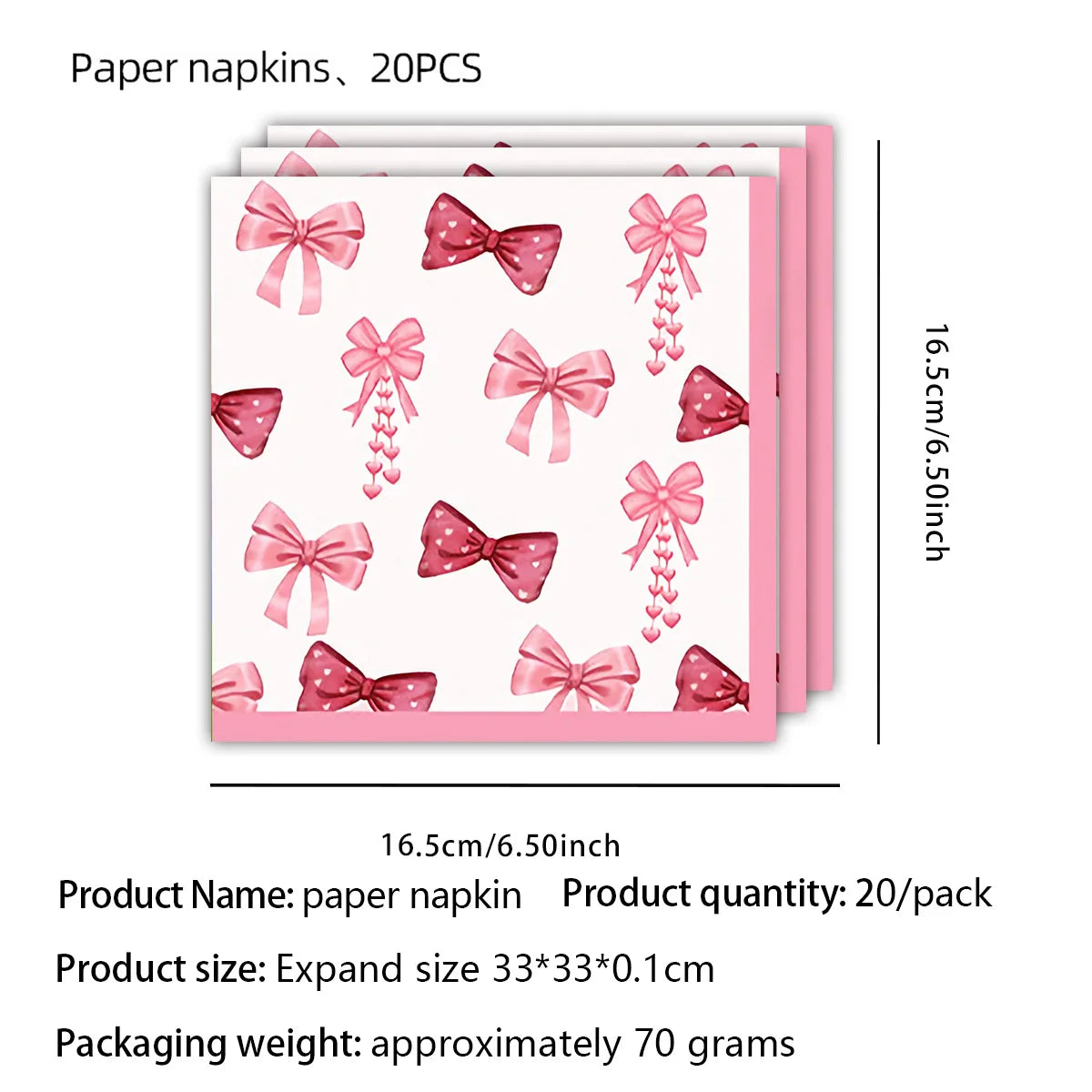 Pink Bow Birthday Theme Party Set Disposable