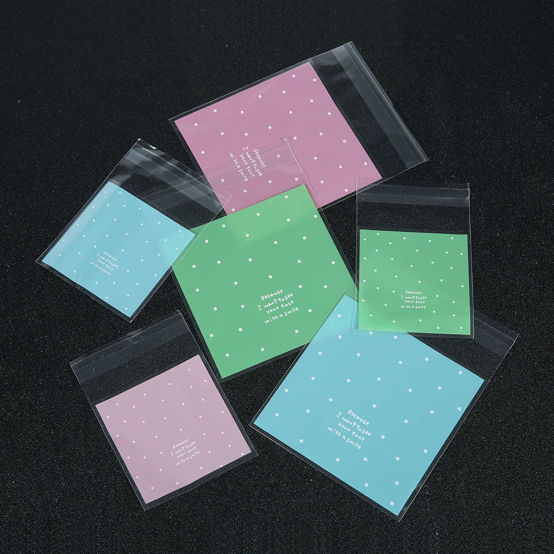 100pcs Transparent Self-adhesive Candy Gift Bags Little Dots Bread Toast Cookies Baking Packaging Bag Birthday Party Supplies