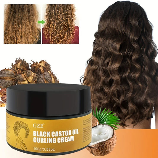 Black Castor Oil Curl Defining Cream: Non-Stick, Hydrates, Eliminates Frizz, Hair-Smoothing Anti-Frizz Cream