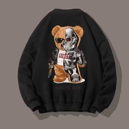 Mens Oversized Sweatshirts Steel Muppet Bear Print