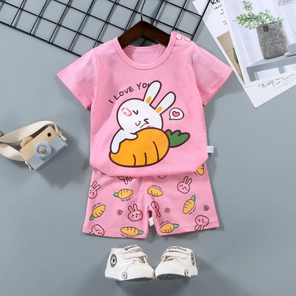 2Pc Children's Boys Girl T-shirt Shorts Summer Sets