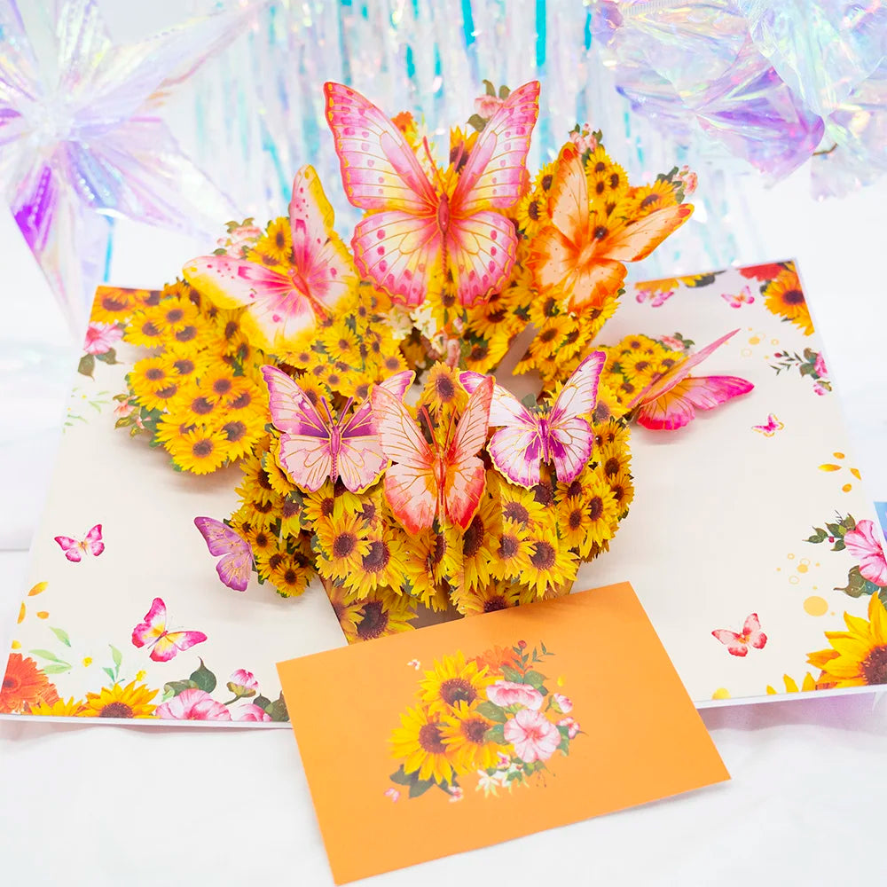 3D Pop Up Flower Greeting Cards Wedding Card Anniversary Thanksgiving Valentines Day Birthday Gift Thank You Card Handmade Cards