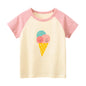Short Sleeve Children Girl T-shirts Printed 2-8 Years Cotton Toddler Girl Tops Kids Baby Girl Tees Clothes