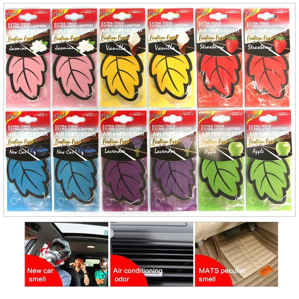 3-60 pieces Car Air Freshener, Natural Scented Tea Paper, Hanging Perfume Fragrance, Leaf Shape, Car Accessories, Interior.