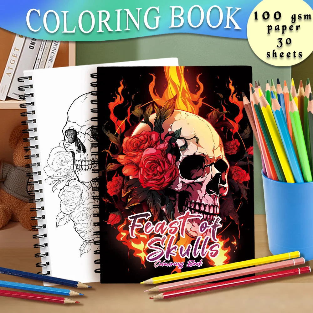 Adult Coloring Book -30 Sheet Spiral  Book, 11.2X 8.3Inch, 100Gsm Thick Paper