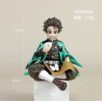 Hot Anime Demon Slayer Sit Eating High Quality Rice Figure All Style Tanjirou Nezuko Kyoujurou Tengen Tokitou Muichirou Figurine