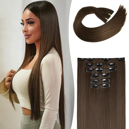 Clip In Hair Extensions Hair Extensions Thick Long Lace Weft Lightweight Synthetic