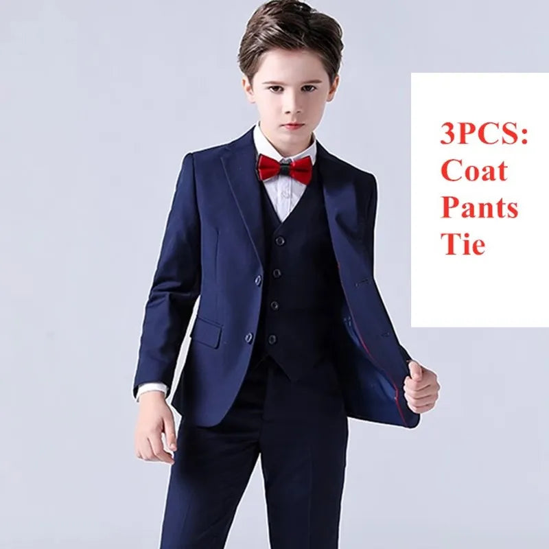 Boys Top Quality Plaid Suit Tuxedo Bowtie Blazer