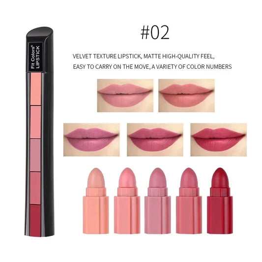 5-color Velvet Matte Lip Stick Lip Gloss