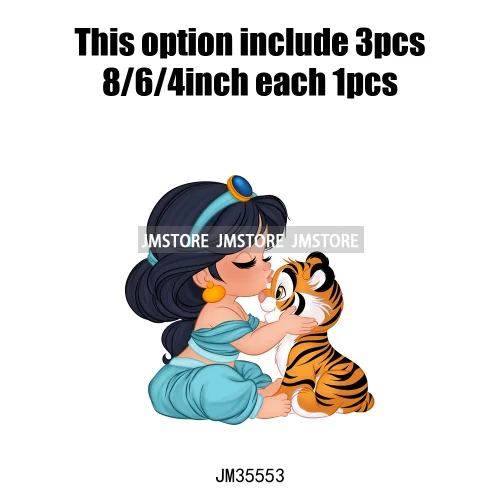 Love Cute Cartoon Little Baby Princess Girls Character Iron on DTF Transfers Washable Stickers Ready to Press for Clothes Bags