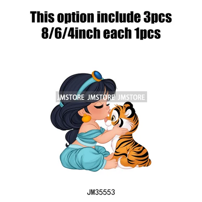 Love Cute Cartoon Little Baby Princess Girls Character Iron on DTF Transfers Washable Stickers Ready to Press for Clothes Bags