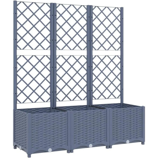 Garden Planter with Trellis - Dark Gray, Polypropylene, 47.2"x15.7"x53.5" - Ideal for Climbing Plants - Outdoor, Balcony, Terra