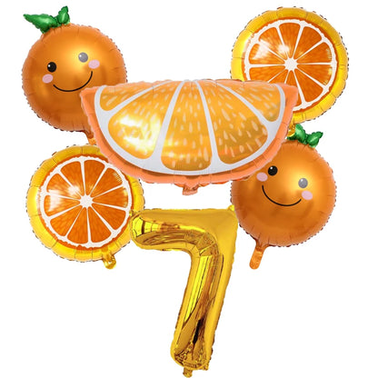 6pcs Orange Foil Balloon with 32inch Number Balloons Summer Themed Fruit Globals Baby Shower Birthday Thankgiving Party Decor