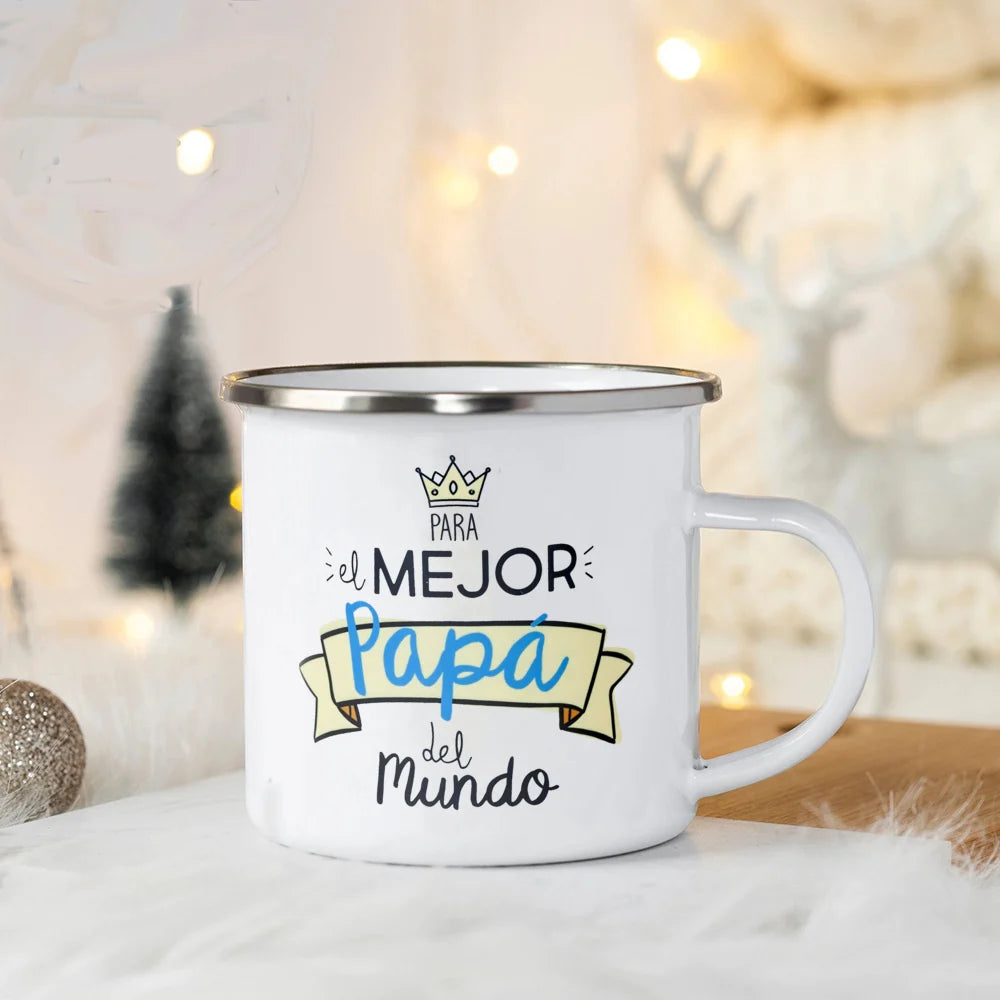 World's Best Dad and Mom Print Coffee Mug Unique Fathers Day Gift and Mothers Day Gifts Drink Wine Juice Tea  Enamel Mug Present