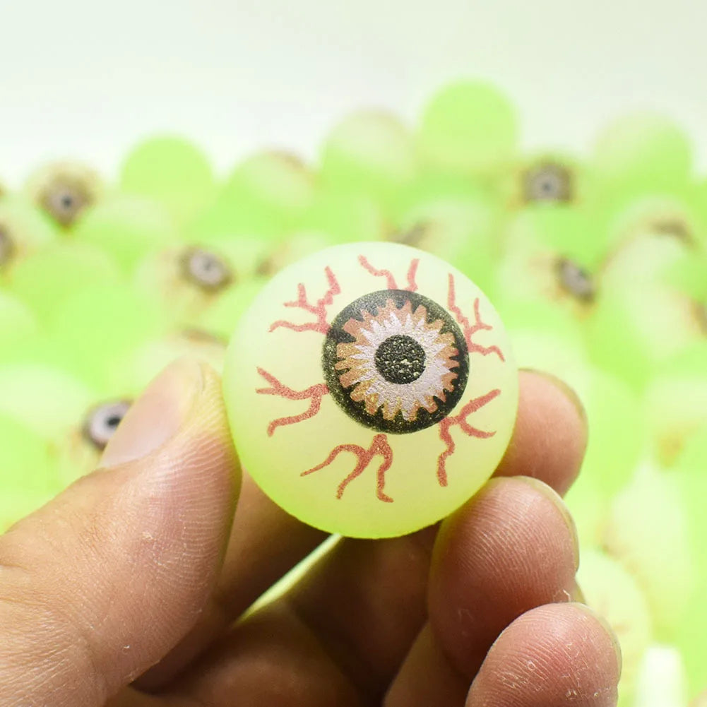 10pcs Glow in The Dark Eyeball 32MM Bouncy Ball Halloween Supplies Toys Horror Luminous Scary Ball Kids Toys Gift Fake Eyeballs