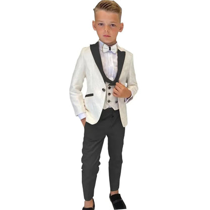 Classic Boy's Suit Set 3 Pieces Paisley Long Sleeves Formal Tuxedo For Kids From 3 to 14 Years (Wedding Flower Boy)