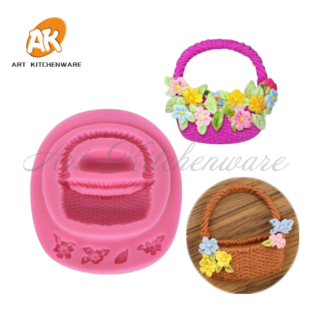 “Flower Basket Silicone Mold – Cake, Fondant, Chocolate & DIY Craft Bakeware