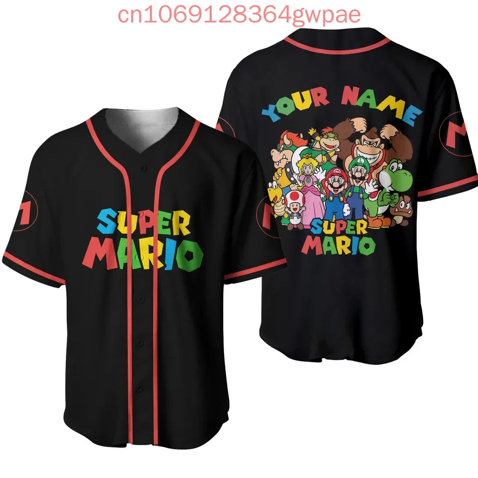 Super Mario Bros Donkey Kong Y2k Baseball Jersey Men's Women Short Sleeve Shirt Summer Casual Sports Kids Streetwear Tops