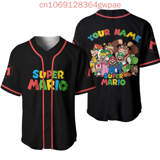 Super Mario Bros Donkey Kong Y2k Baseball Jersey Men's Women Short Sleeve Shirt Summer Casual Sports Kids Streetwear Tops