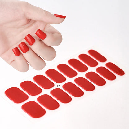 16‑Piece Semi‑Cured Gel Nail Wrap Set – French Pure Color UV Gel Polish Strips, Long‑Wear Nail Extension Decals