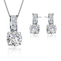 925 Sterling Silver Color Bridal Jewelry Set Classic Cubic Zircon Crystal Pendant  Necklace Stud Earrings