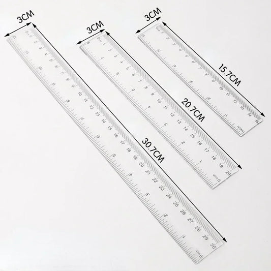 Transparent Plastic Straight Ruler 15cm 20cm 30cm School Office Supplies