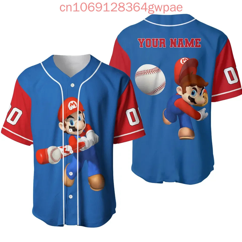 Super Mario Bros Donkey Kong Y2k Baseball Jersey Men's Women Short Sleeve Shirt Summer Casual Sports Kids Streetwear Tops