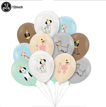 Dog Birthday Party Decorations 12inch Latex Print Animal Balloons Cute Pet Puppy Theme Baby Shower Birthday Party Decor Supplies
