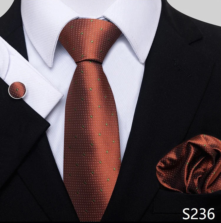 Necktie Pocket Squares Cufflink Set