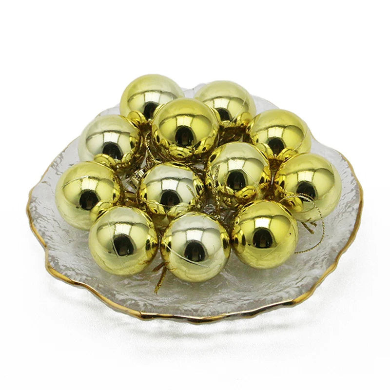 (12Pcs/pack)3cm Christmas Decoration Electroplated Ball Christmas Tree Hanging Decorations Home Holiday Party New Year Gift Toys