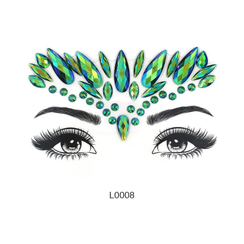 3D Sexy Face Tattoo Crystal Stickers Temporary Tattoos Glitter Fake Tattoo Rhinestones Masquerade Women Party Face Jewels Tattoo